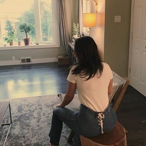 Mother Denim Back Tie Flare Jeans